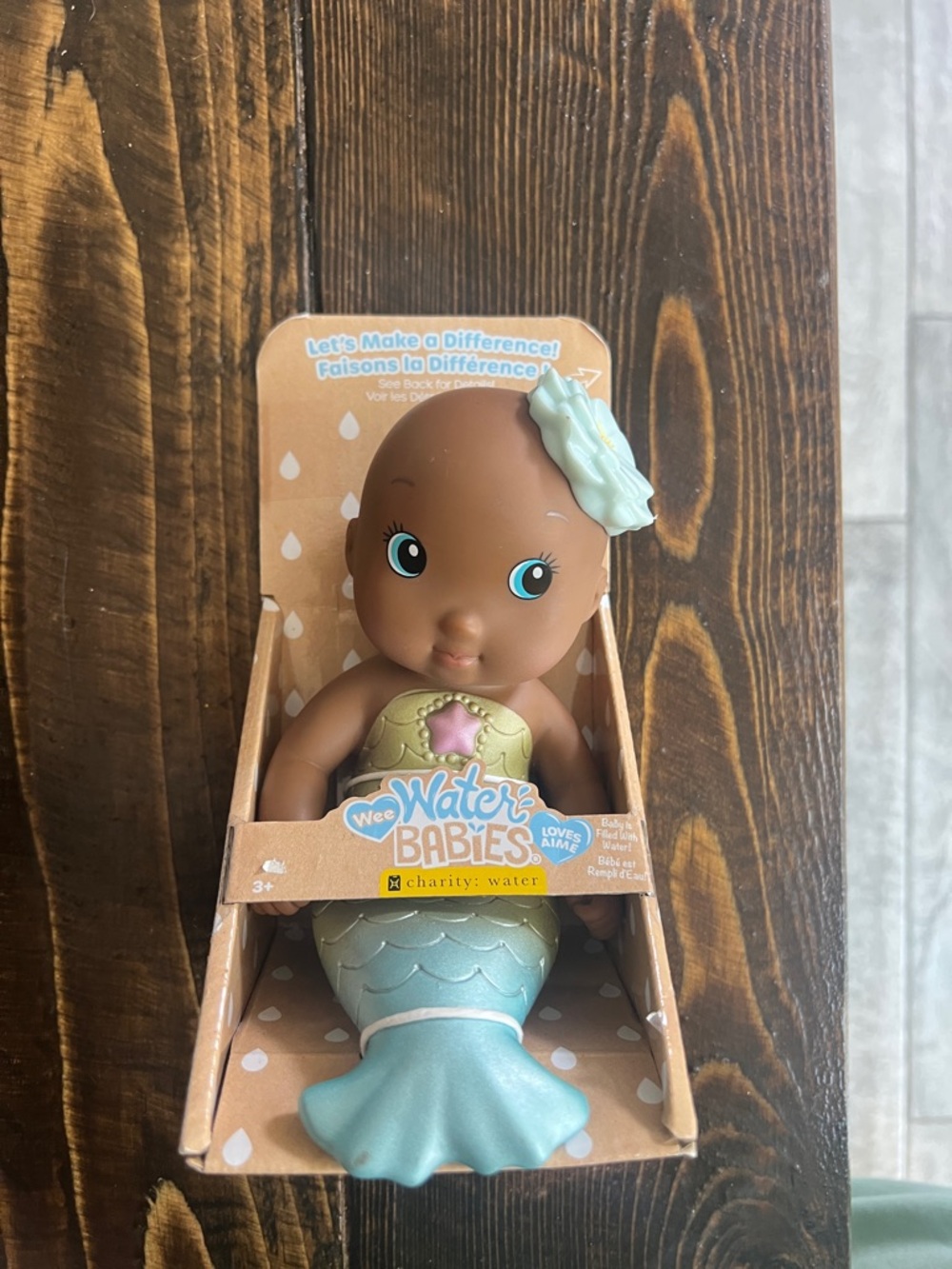 Wee Water Babies Mermaid Baby Doll - Brown Skin, Aqua Tail